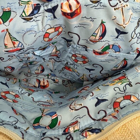 Vera Bradley Women's Straw Tote Bag Regatta Anchor Cream Nautical Multi Large - Picture 7 of 12